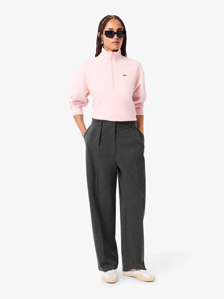 Брюки широкие женские LACOSTE Flannel, классический стиль, черный