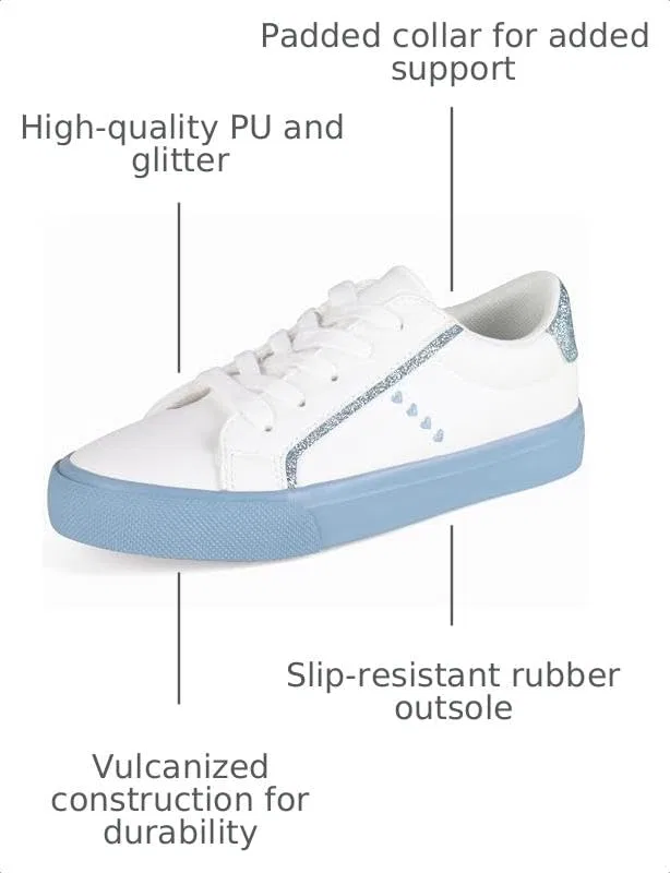 Детские кроссовки для девочек с блестками JUDIS, White/Blue — фото 3