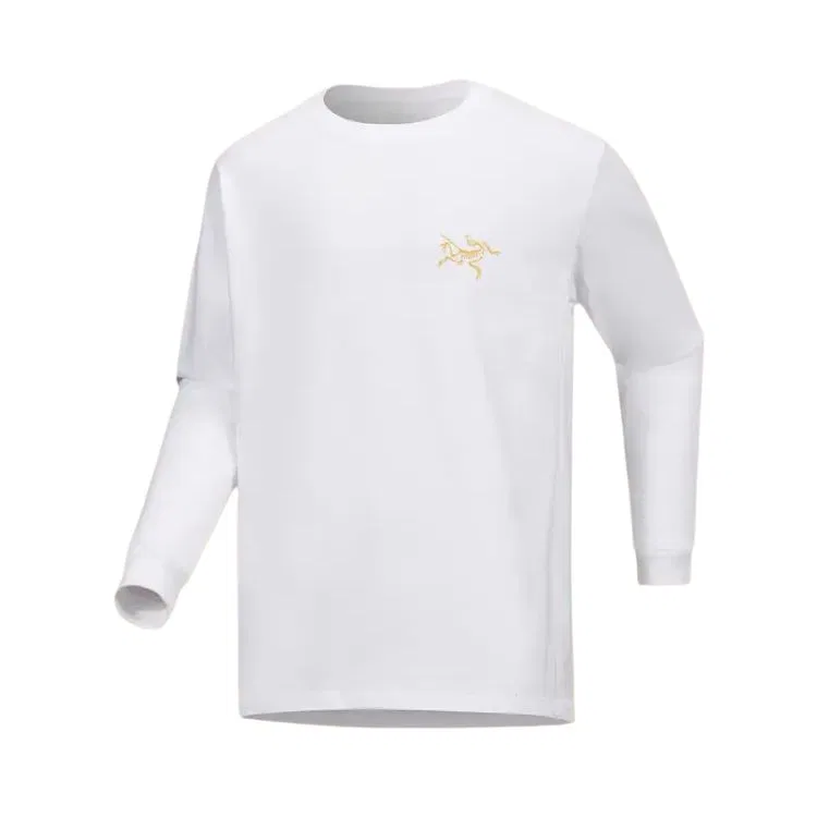 Мужская футболка с длинным рукавом Arcteryx Kragg Logo, Ivory White/Wild Yellow White Light/Larch