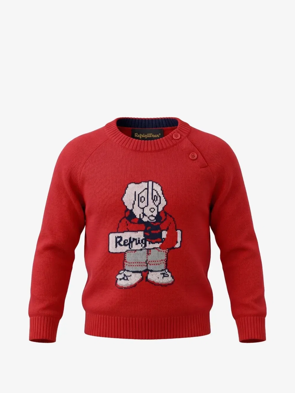 Свитер реглан с интарсией в виде собаки REFRIGIWEAR KIDS, красный