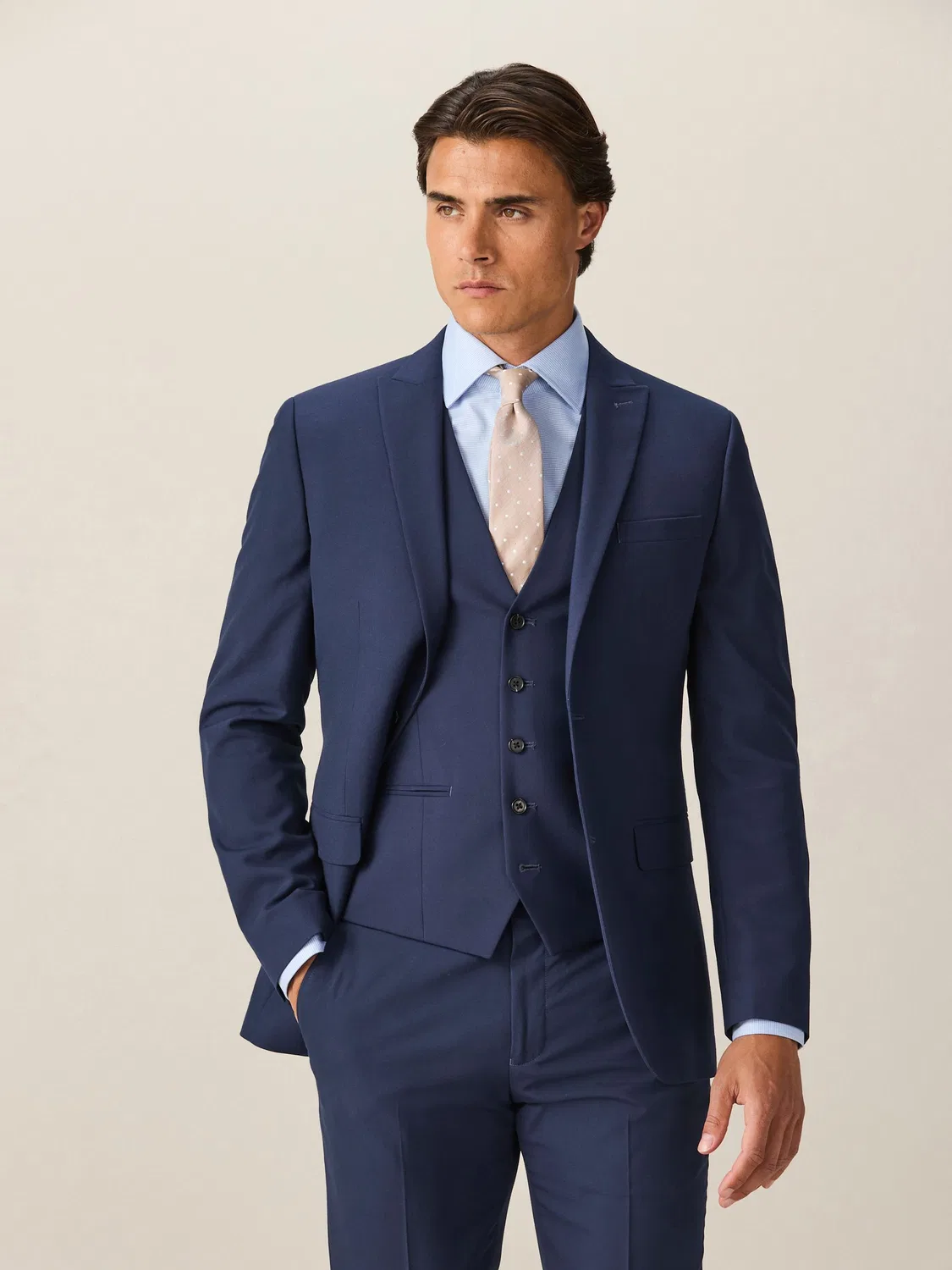 Пиджак Slim Fit на двух пуговицах Next, ярко-синий