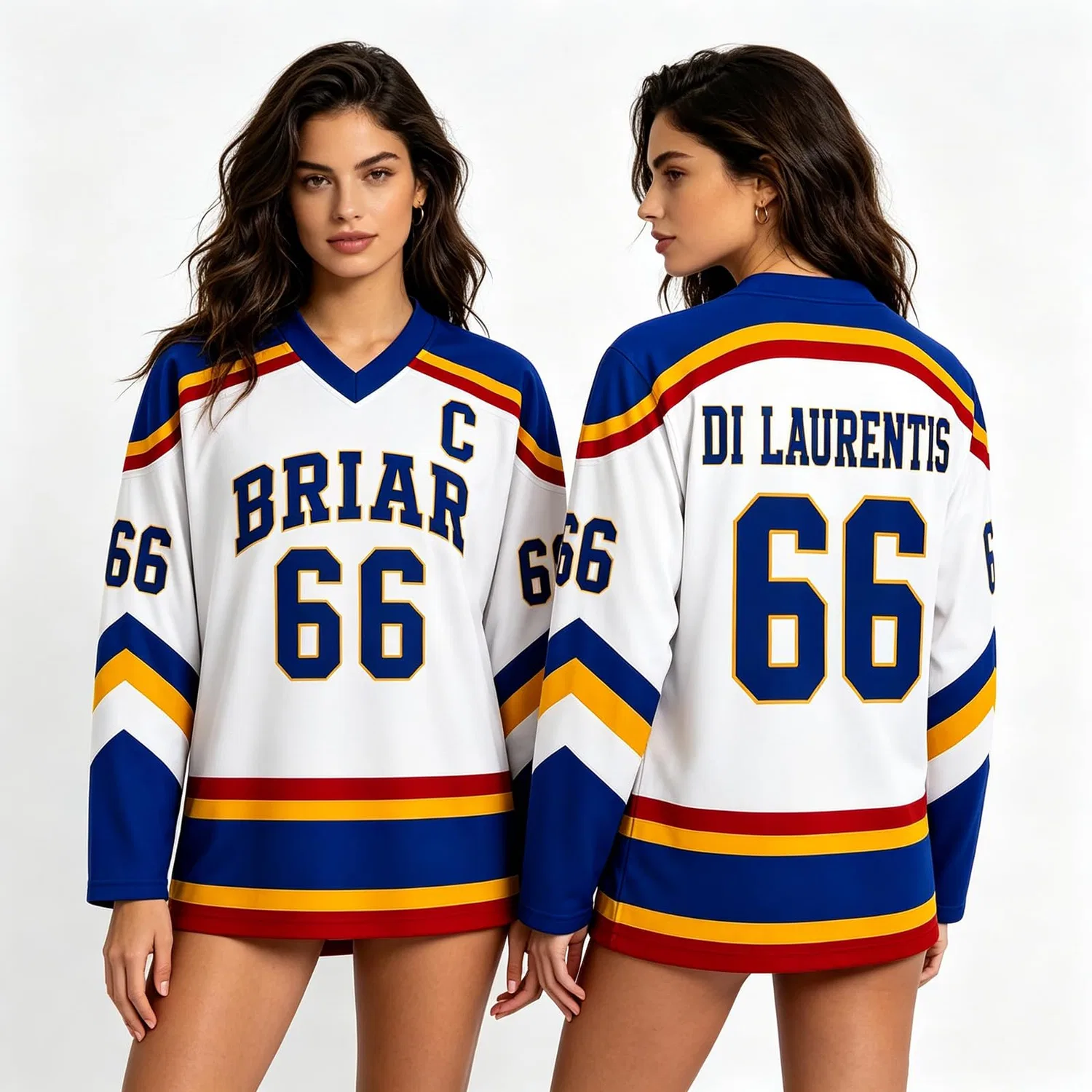 Мужская футболка с длинным рукавом с принтом Campus Briar U Hockey Jersey Graham 44 & Logan 22 & Tucker 46 & Laurentis 66, C26 — фото 2