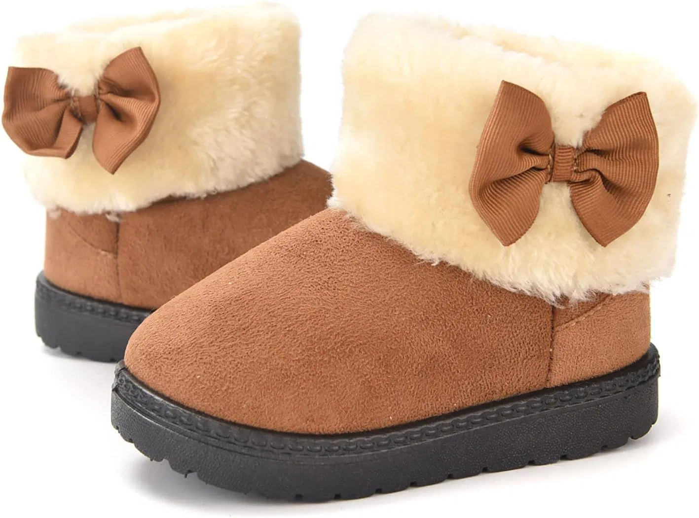 Детские зимние сапоги для девочек с флисовой подкладкой Faux Suede Warm Fuzzy Fleece Short Booties, Brown — фото 2