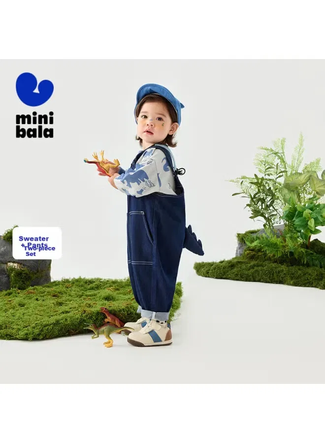 Комплект штанов на подтяжках с динозавром Minibala