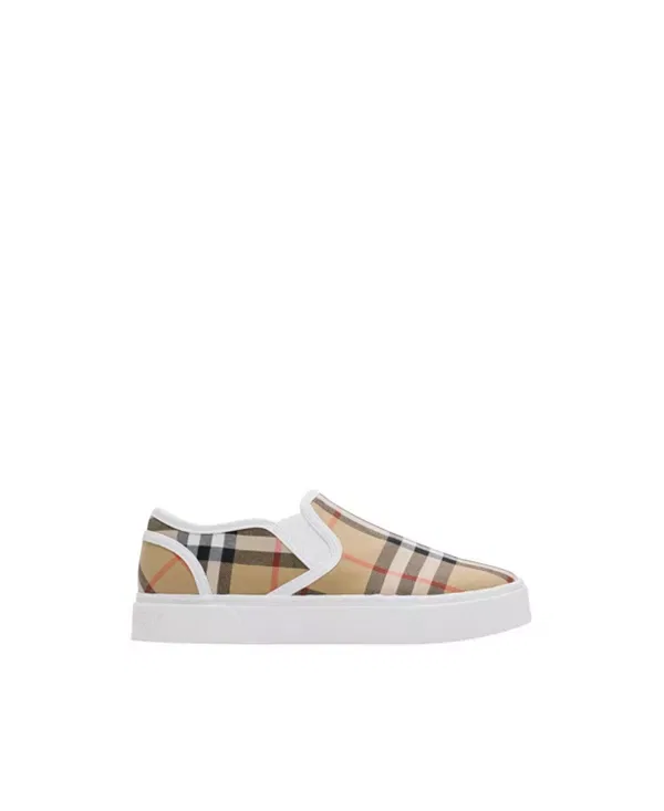 Детские кроссовки для девочек с клетчатым принтом Burberry, Sand Beige