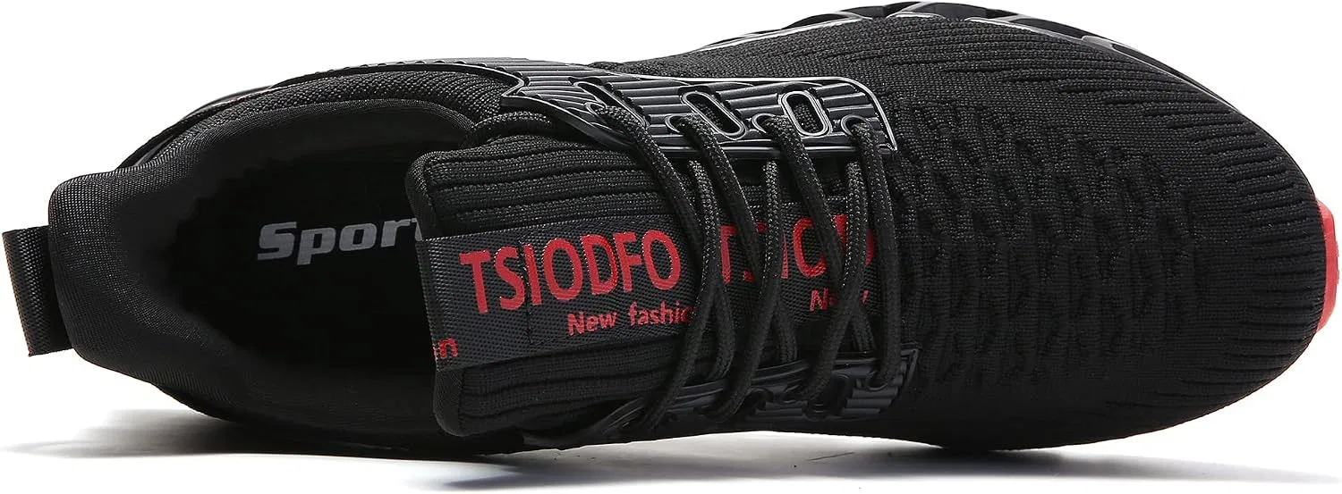 Детские кроссовки для бега с принтом TSIODFO, Black/Red — фото 3