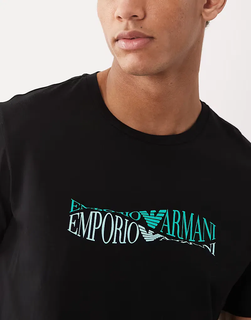 Футболка Emporio Armani Bodywear с круглым вырезом и логотипом, черный — фото 3