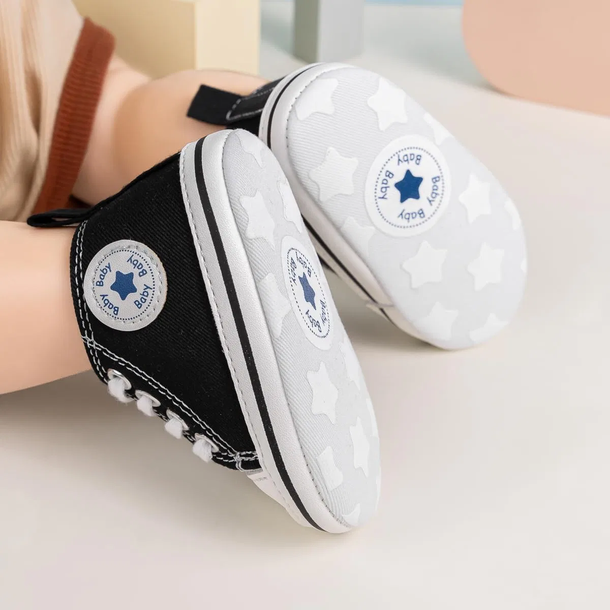 Детские кеды на шнуровке с мягкой подошвой KIDSUN, Black — фото 2
