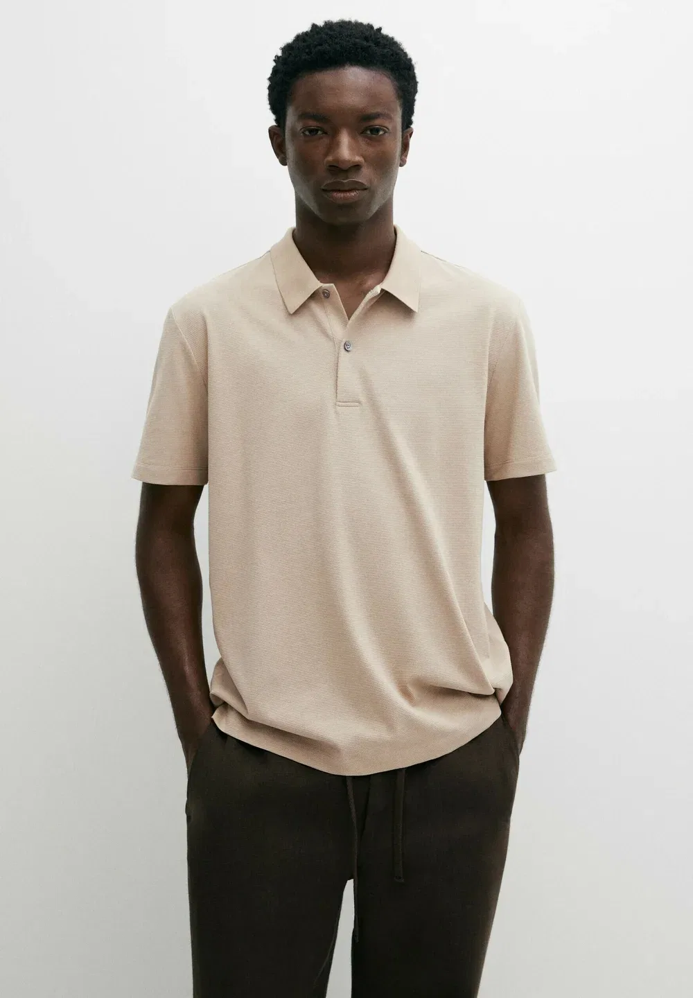 Поло-Рубашка из 100% хлопка, структурированная - поло-рубашка Massimo Dutti, Sand