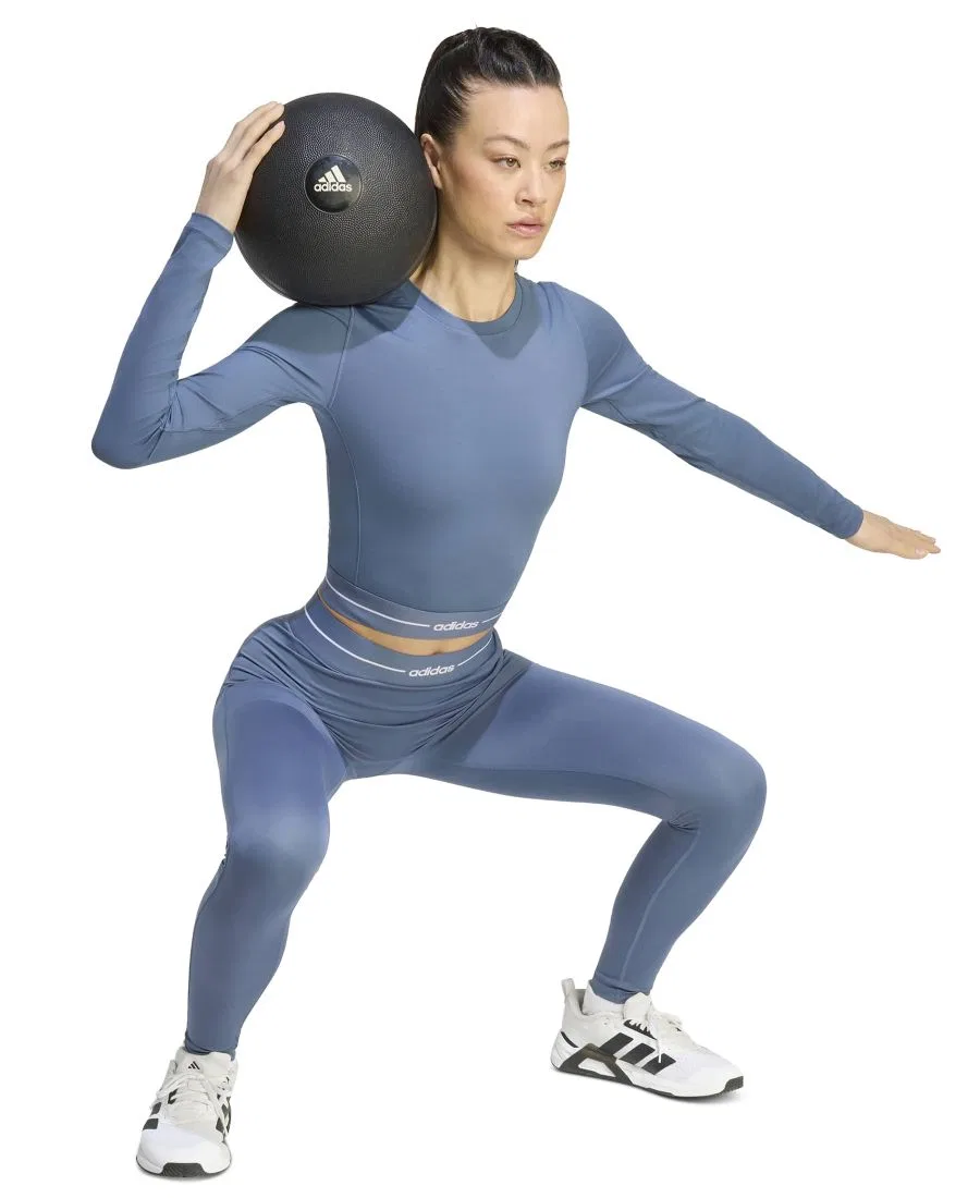 Женская облегающая футболка с длинным рукавом Hyperglam Cropped Training adidas, Power Pink/White — фото 3