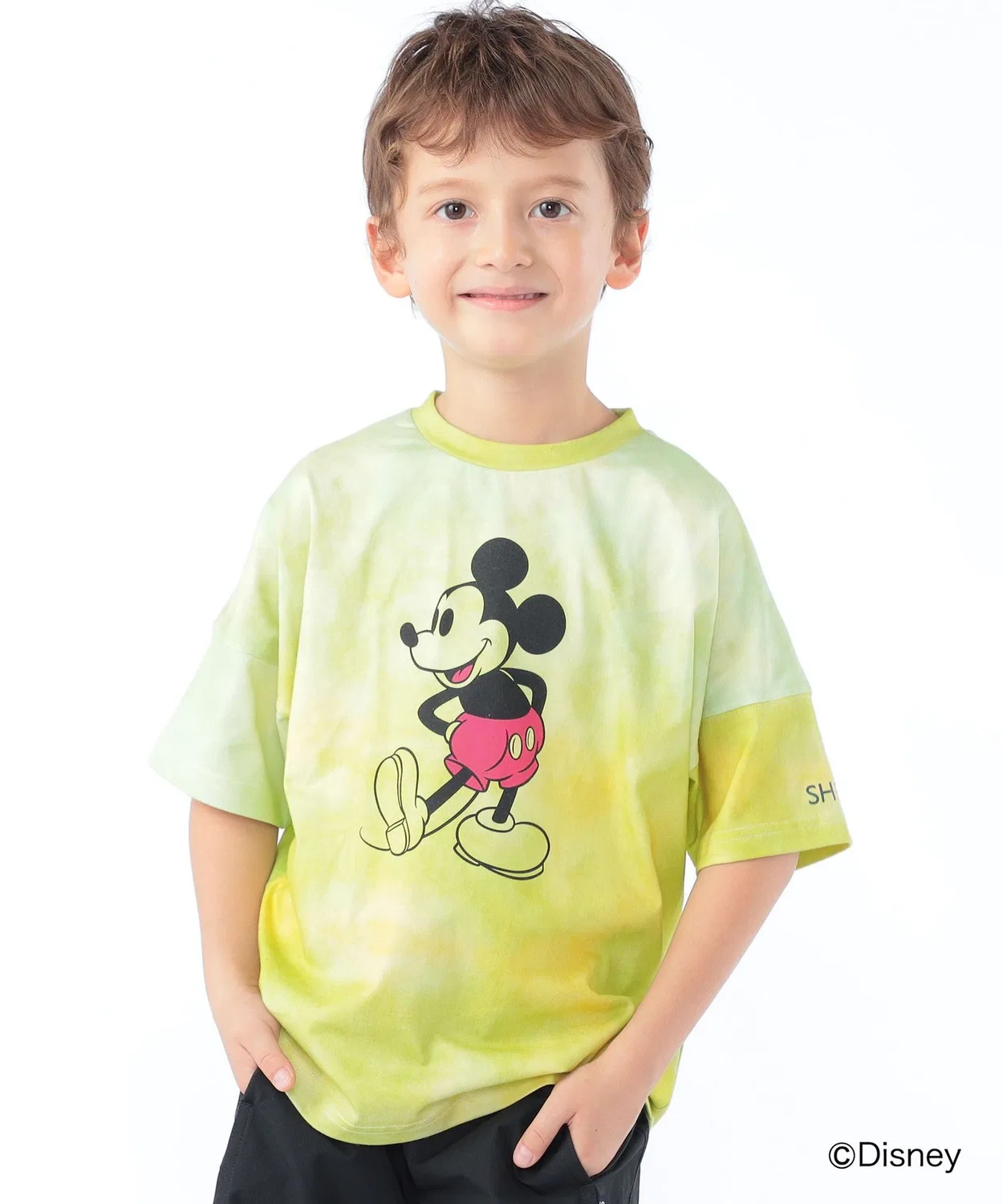 Детская футболка с принтом Микки Маус, ти-дай дизайн, модель Mickey Mouse Tie-Dye SHIPS, Light Blue — фото 2