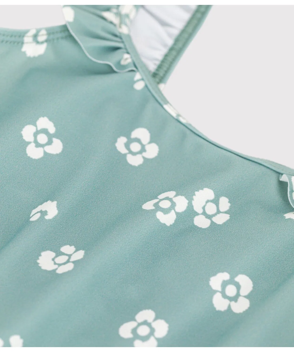 Детский купальник-платье с цветочным принтом PETIT BATEAU, White/Green — фото 3