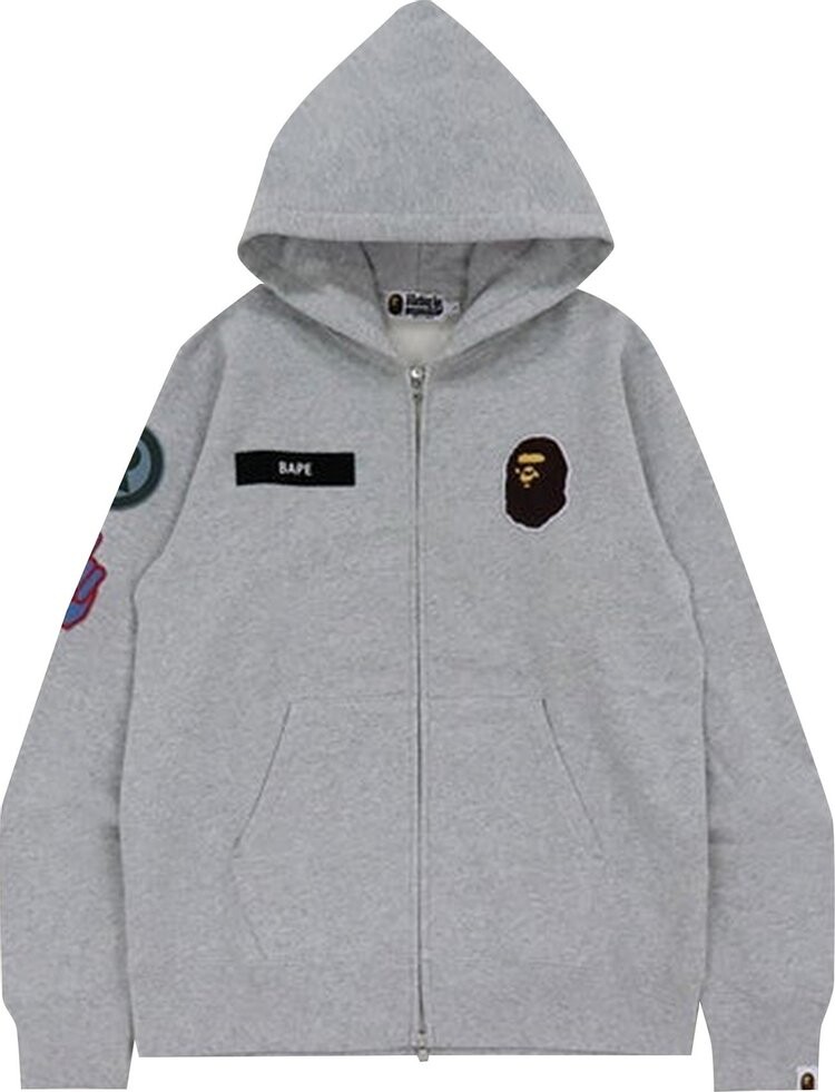

Худи BAPE Military Patch Heavy Weight Zip Hoodie 'Grey', серый