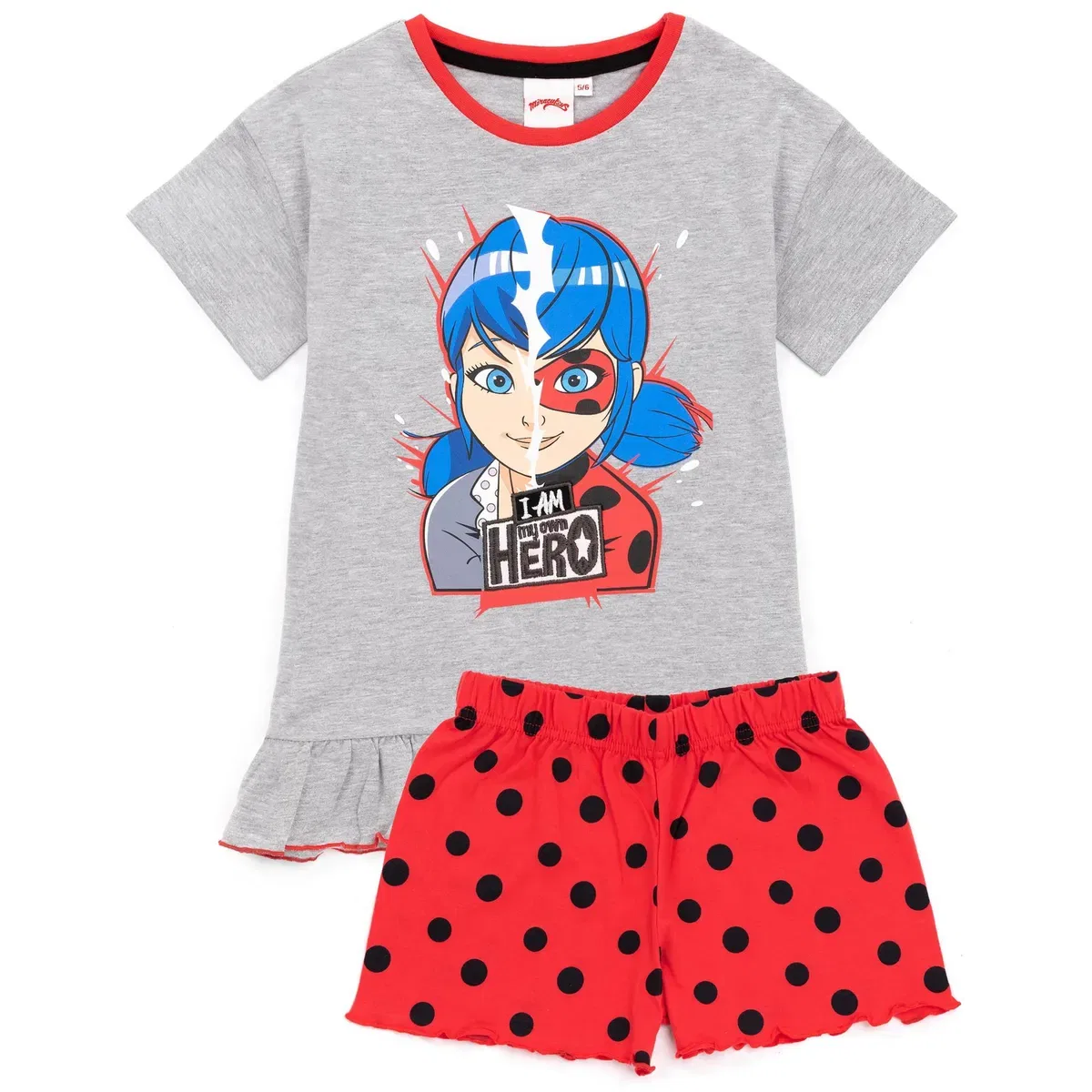 Детский боди-комбинезон с принтом Ladybug с коротким рукавом Miraculous, Grey