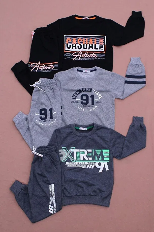 Детский спортивный костюм для мальчиков с принтом 3-Piece casual denim-nyc 91-x north east printed Ya Ko Kids, Black-Gray-Smoke