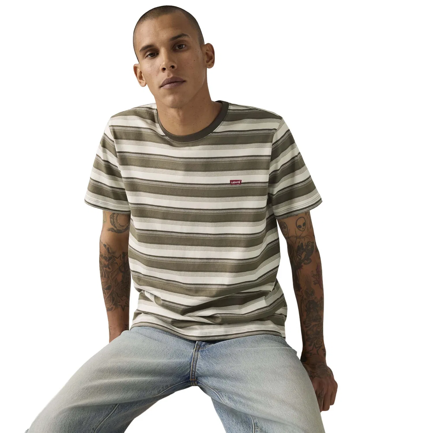 Мужская футболка в полоску Levi's, Beige (Stripe) — фото 4