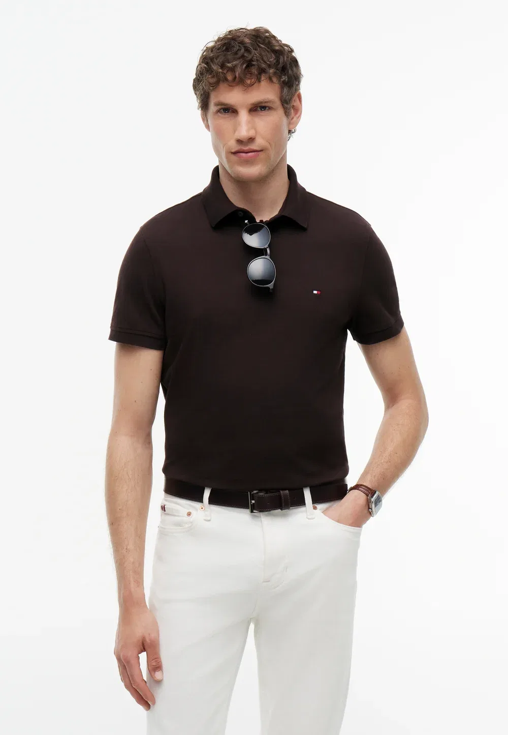 Поло 1985 года, обычная рубашка поло Tommy Hilfiger, Chocolate