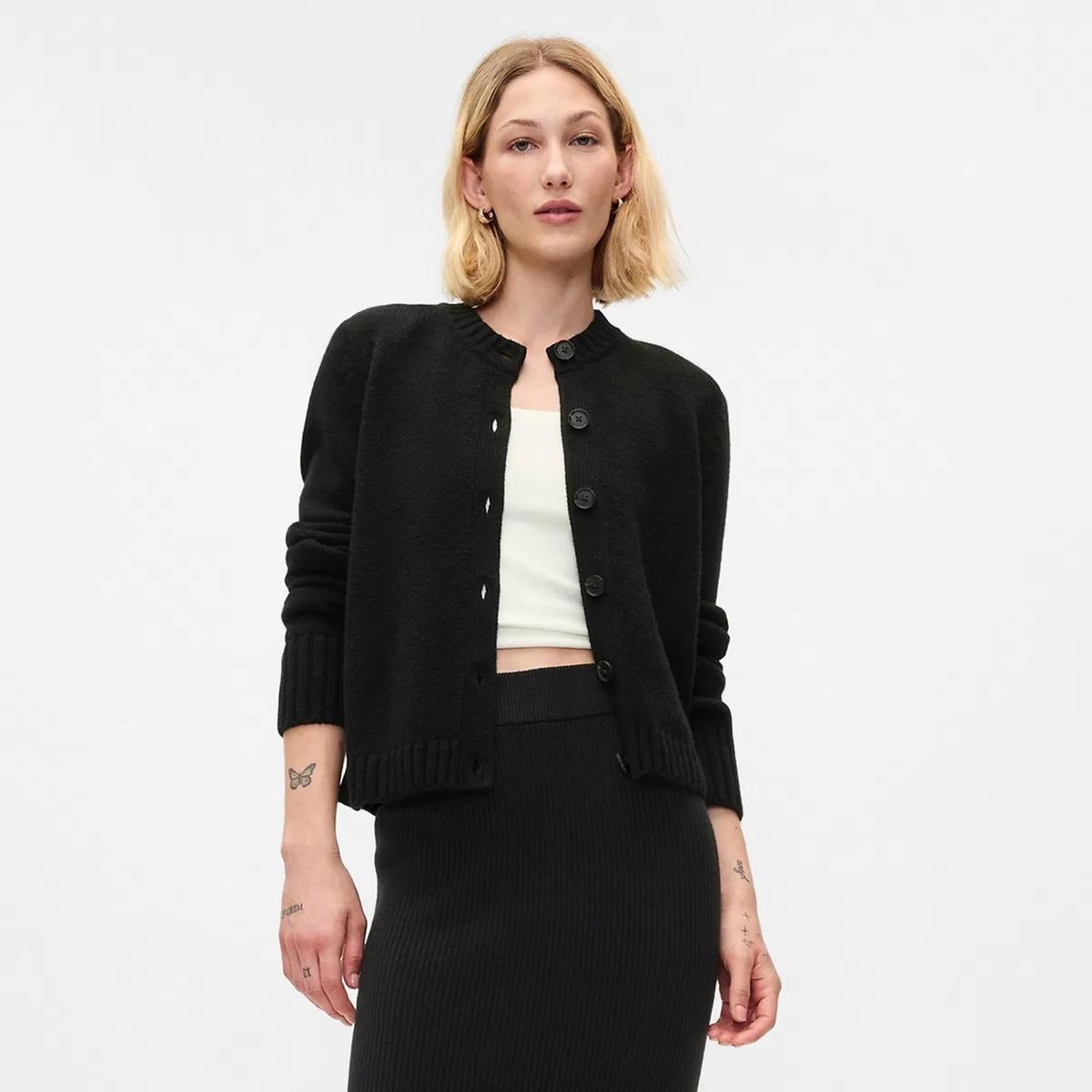 Женский свитер с круглым вырезом, GAP, Black — фото 3