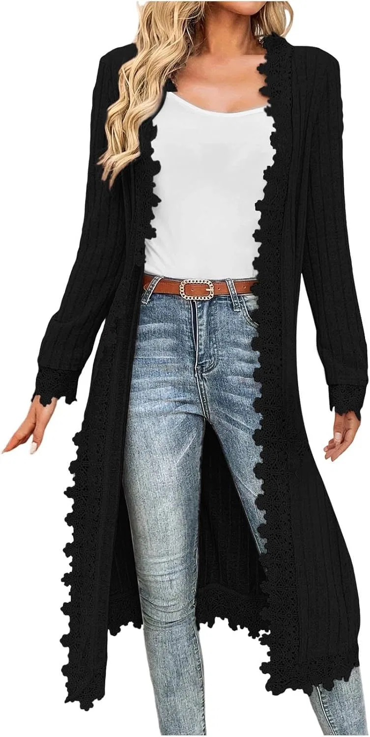 Женский кардиган свободного кроя с рюшами, модель Cardigans, чёрный