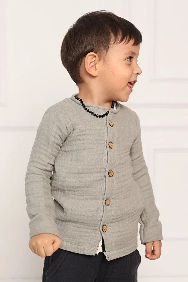 Детская рубашка для мальчиков хлопковая Cuckoo Cotton, Gray — фото 4