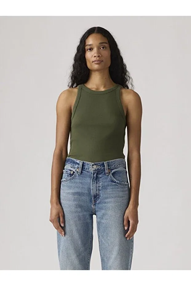 Женский топ-майка без рукавов Essential racer tank top Levi'S, Green — фото 2