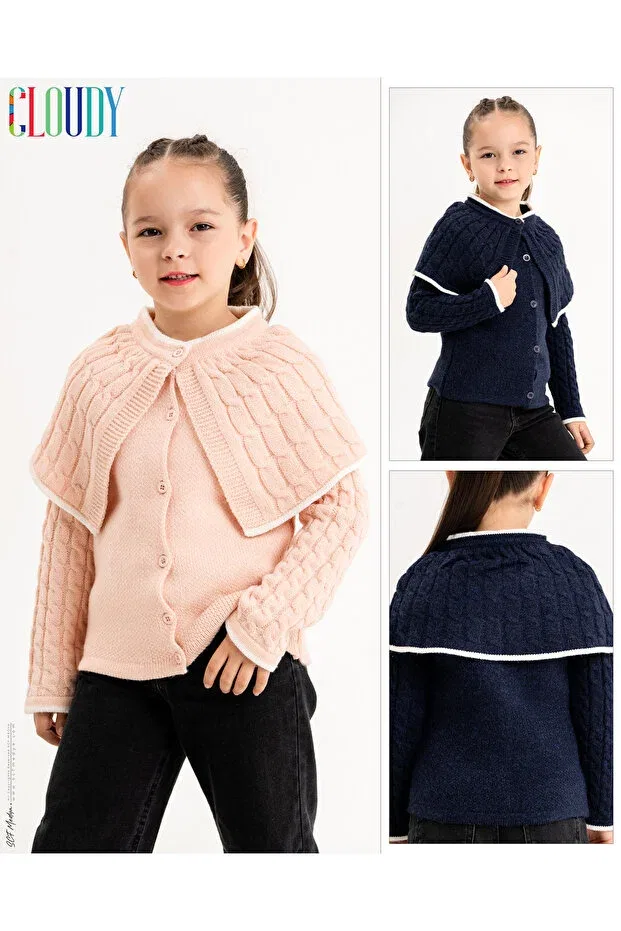 Детский кардиган для девочек с пуговицами Cloudy Kids, Navy Blue — фото 4