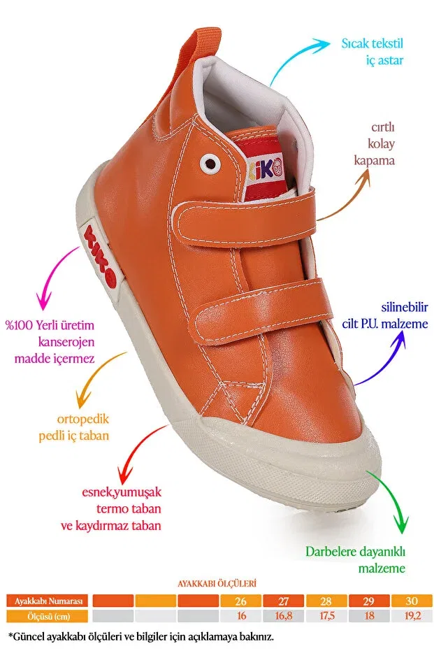 Детские ботинки для мальчиков на липучке Garf daily velcro baby boy boots shoes Kiko Kids, Orange — фото 2