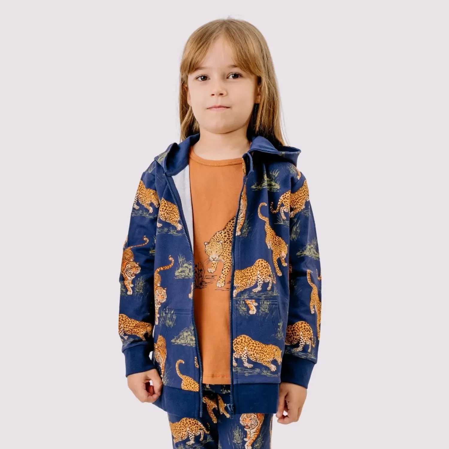 Свитшот с принтом Tigers and Leopards Walkiddy, серый