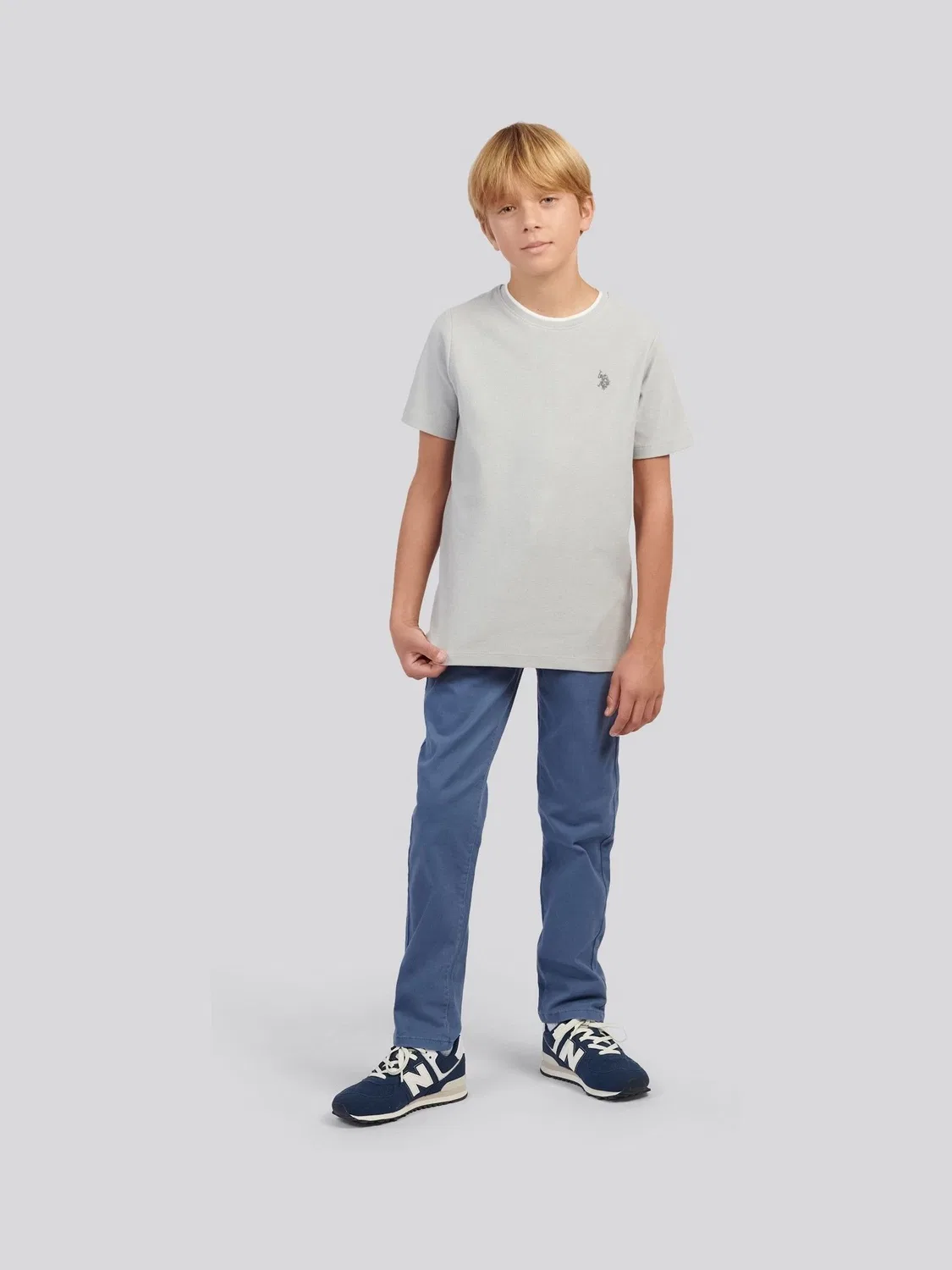 Футболка с вязаной текстурой U.S. Polo Assn, серый — фото 3