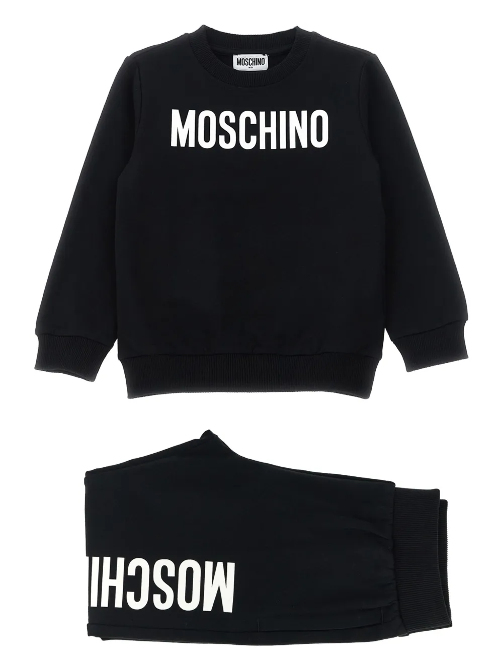 

Флисовый спортивный костюм с логотипом Moschino Kids, черный