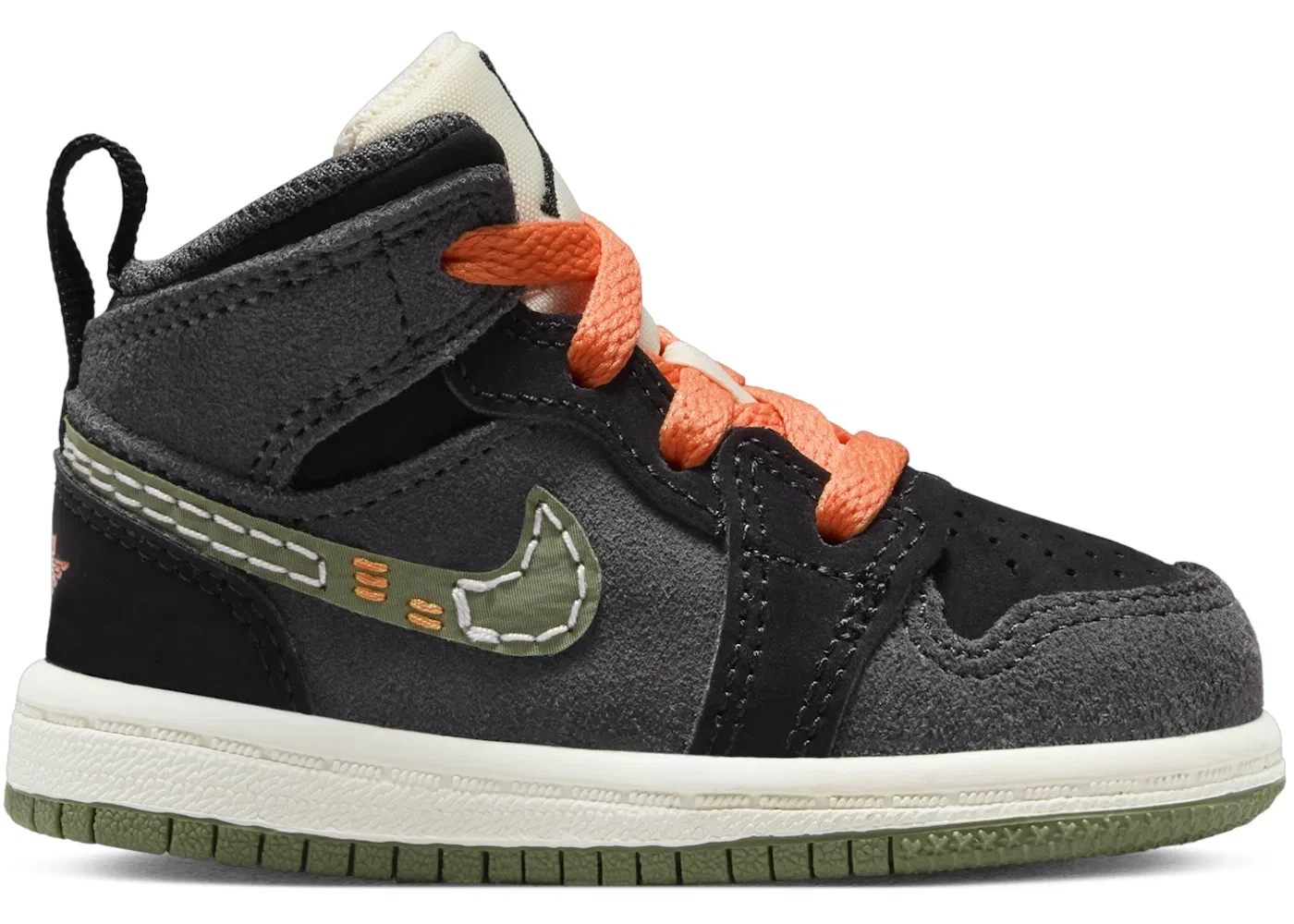 Детские кроссовки Lifestyle Jordan 1 Mid SE Craft Jordan, Anthracite/Black/Bright Mandarin/Sky J Light Olive