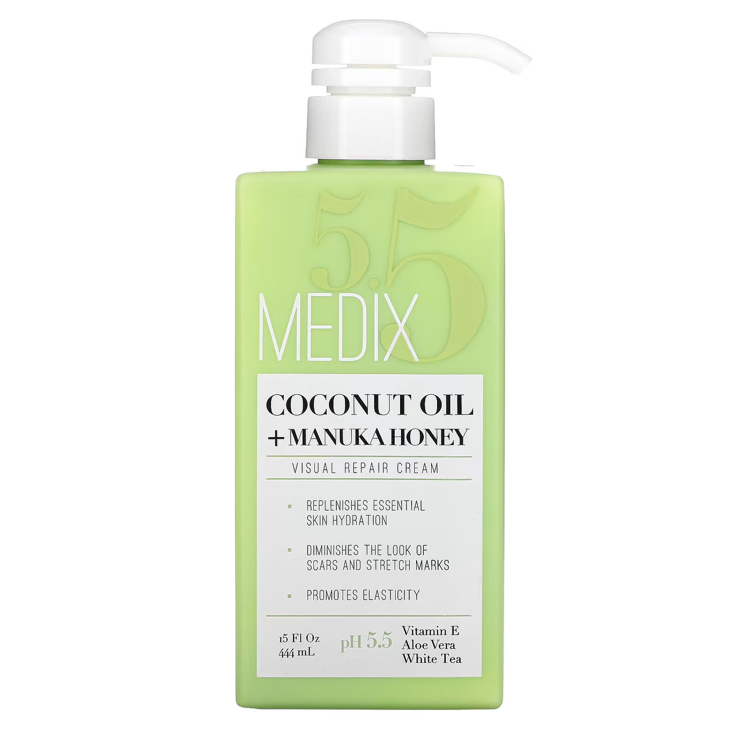 

Medix 5.5, Кокосовое масло + мед манука, крем для восстановления кожи, 15 жидких унций (444 мл)