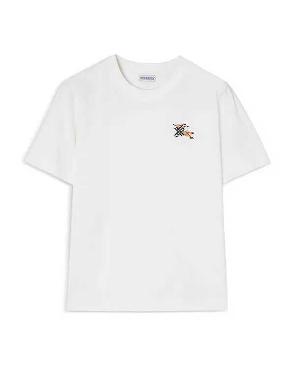 Женская футболка с принтом Check Cotton Tee Burberry, Chalky White