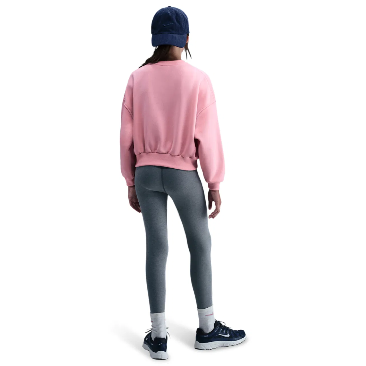 Толстовка для девочек Club Fleece Boxy Crew Nike, цвет Medium Soft Pink/Medium Soft Pink/White — фото 4