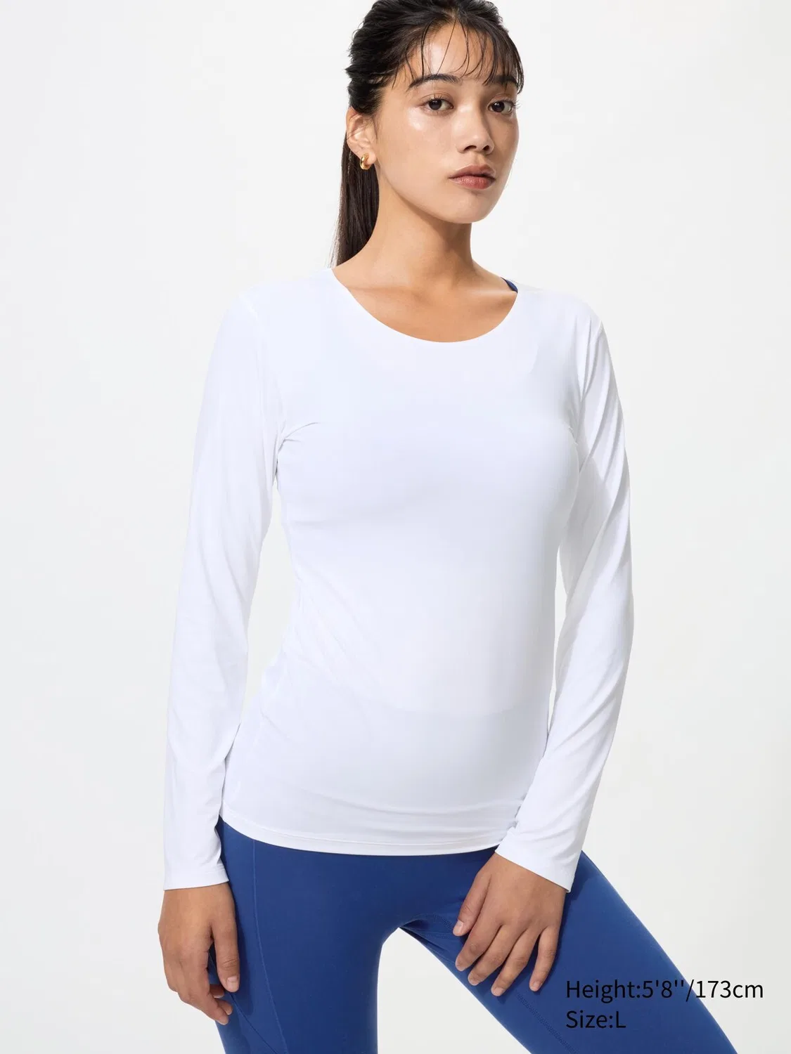 Лонгслив Uniqlo Airism dry-ex, для активного отдыха и спорта, белый