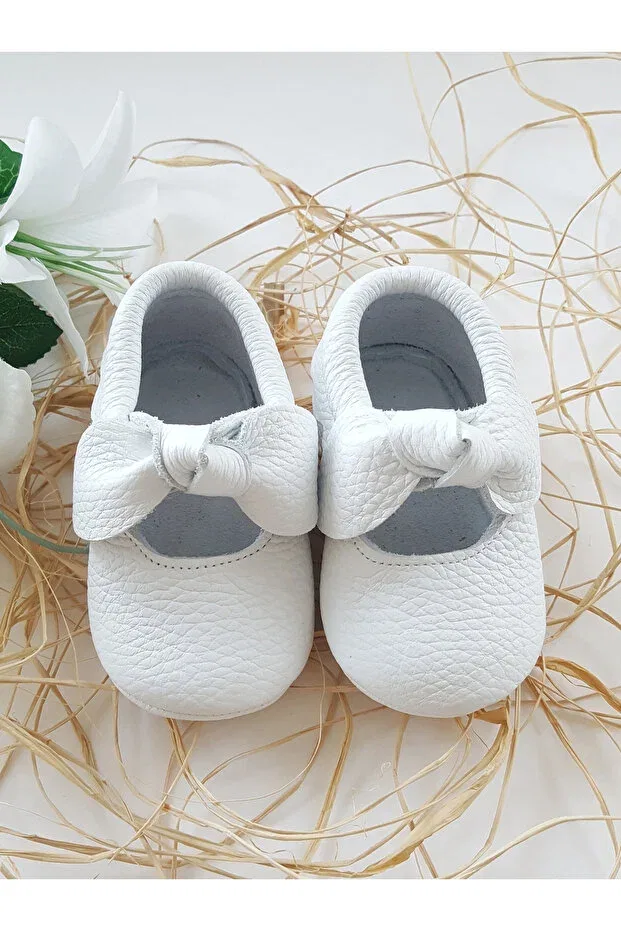 Детские мокасины из натуральной кожи Alice white leather moccasin Hodore, White — фото 4