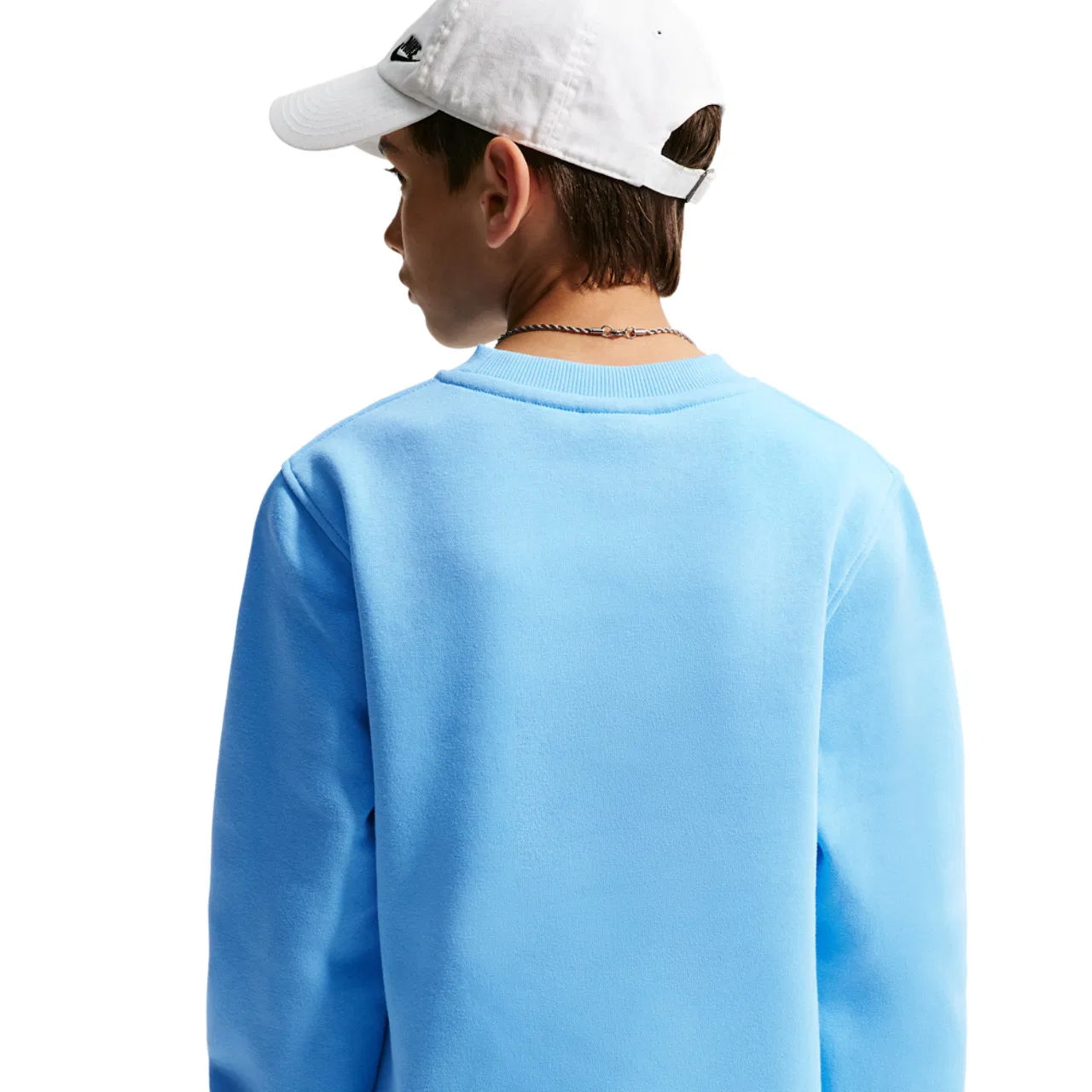 Детский свитшот с круглым вырезом из флиса Nike Club Fleece Crew LBR, Football Blue/White — фото 2