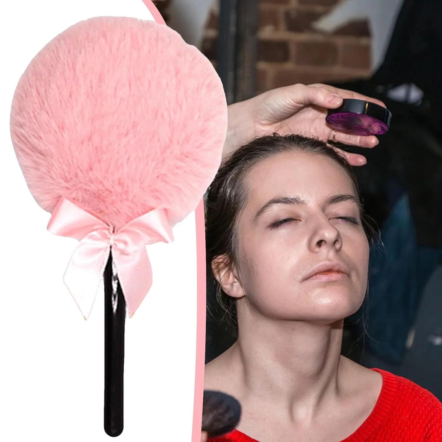 Пудреница с ручкой, Lollipop, розовая Generisch — фото 3