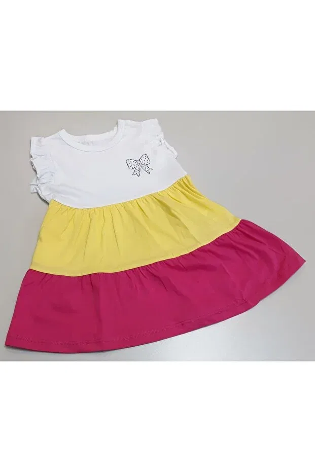 Детское платье для девочек с принтом Sönmez Baby, Red Yellow Cream Combo