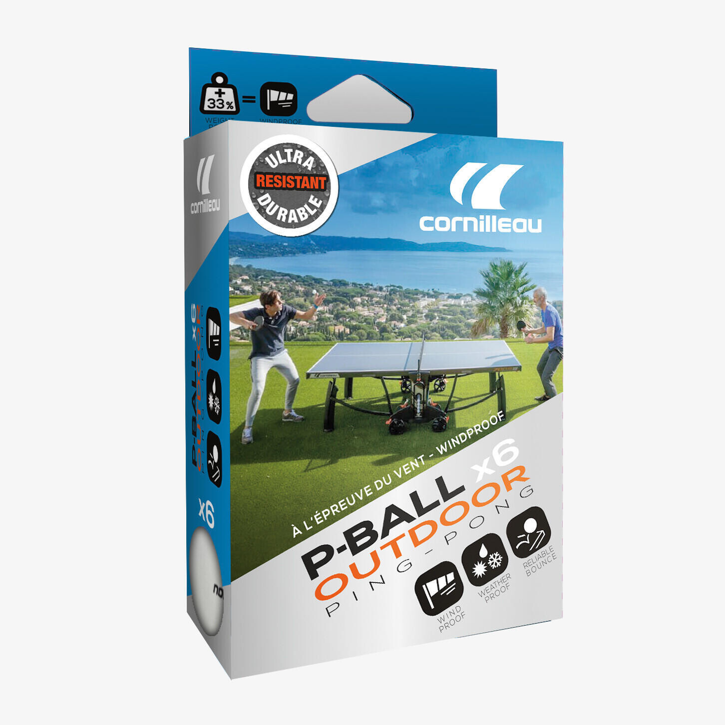 

Мячи для настольного тенниса P-BALL OUTDOOR Ultra Durable X6 CORNILLEAU, белый