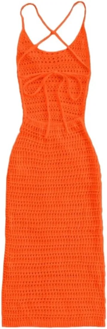 Женское повседневное платье миди с вырезами Bodycon, Orange — фото 4