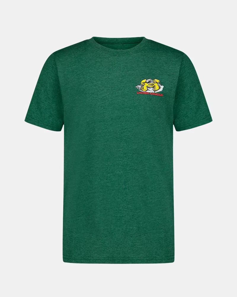 Футболка для мальчиков с принтом из хлопковой смеси UA Off-Road Bear UnderArmour, Campus Ivy/Pale Lemon