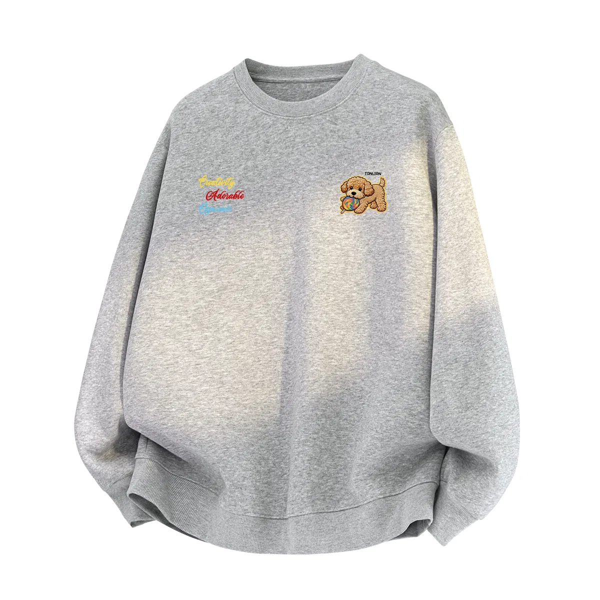Детский свитшот с принтом Tonlion, Цвет: 330G Heavyweight Heather Grey (TN Rainbow Teddy)
