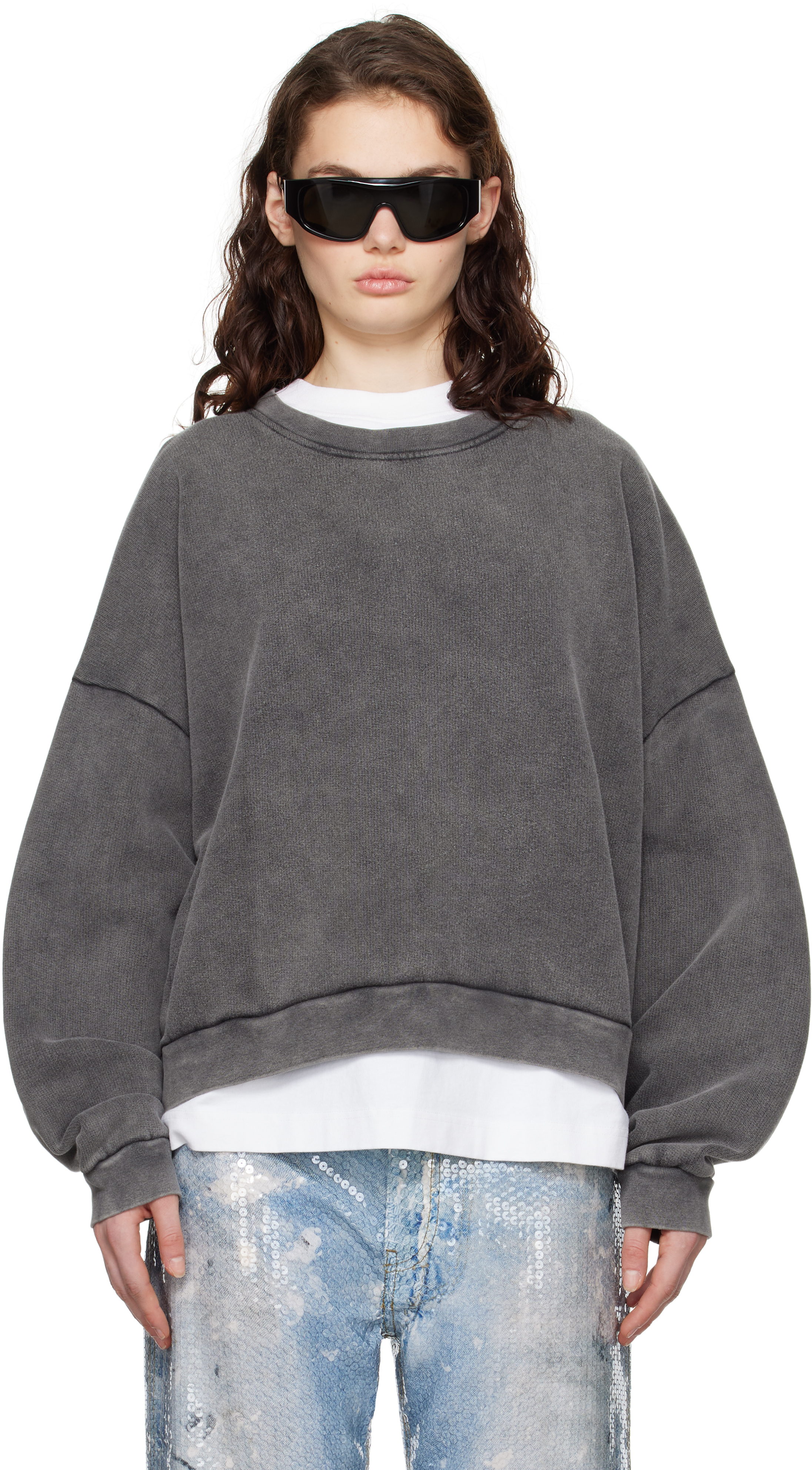 

Серая толстовка с нашивкой-логотипом Acne Studios, Faded black