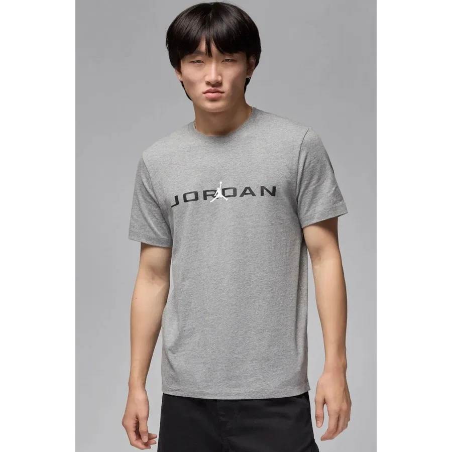 Футболка с коротким рукавом, хлопковая, Jordan Air Tee Ss Crew, Nike, Серый