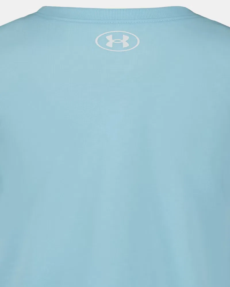 Футболка с коротким рукавом для девочек из хлопковой смеси UA Never Quit UnderArmour, Stream/White — фото 4