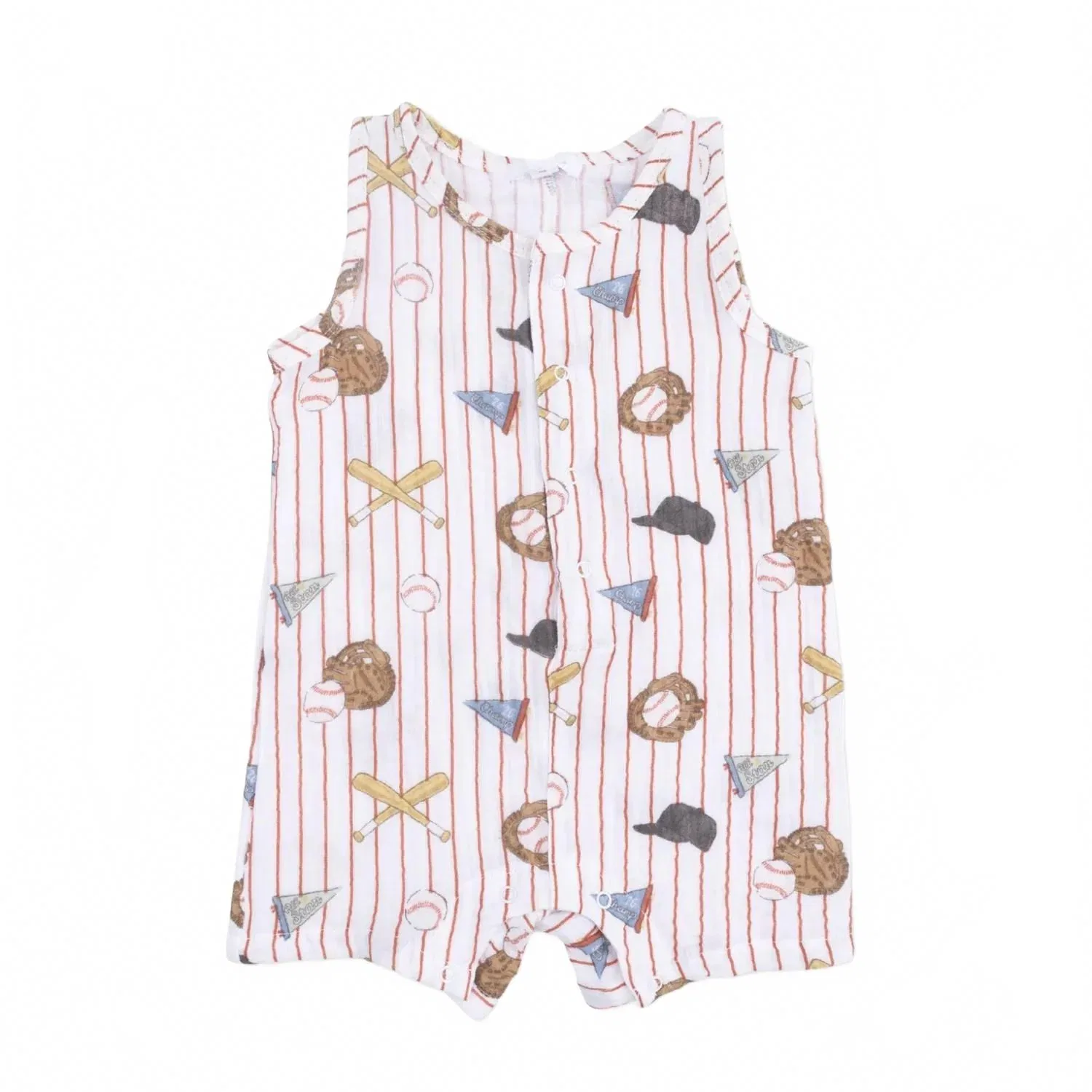 Детский боди-комбинезон без рукавов с принтом Vintage Baseball Stripe Muslin Angel Dear, мультиколор