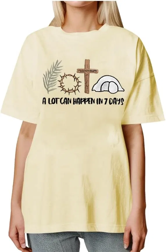 Футболка с принтом A Lot Can Happen in 7 Days, Creamy Yellow