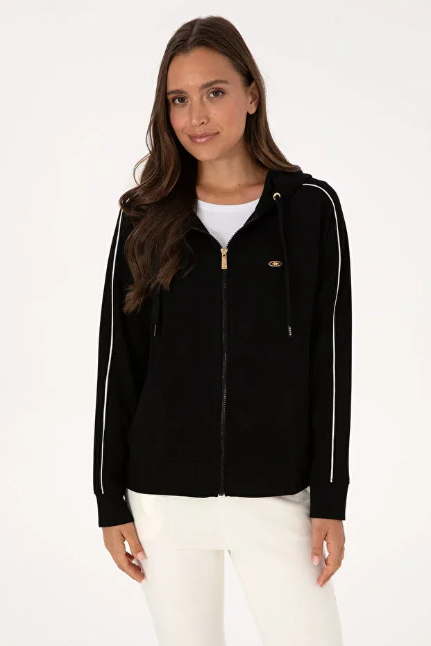 Женское худи на молнии с капюшоном U.S. Polo Assn., Black — фото 3