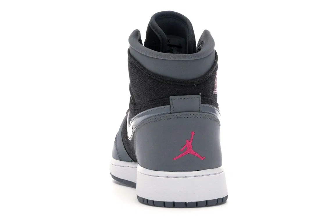 Детские кроссовки высокие Cool Grey Vivid Pink Jordan 1 Retro High Jordan, Cool Grey/Vivid Pink-Black — фото 4